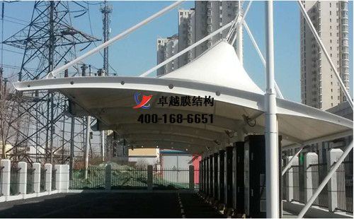 天津膜結(jié)構(gòu)充電站樁車棚【天津市百斯特客運(yùn)有限公司等】工程設(shè)計施工案例
